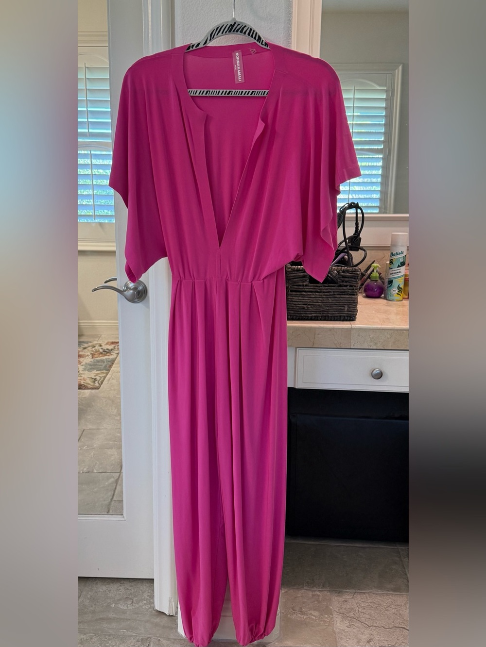 Norma Kamali Hot Pink Maxi jumpsuit with V-Neck